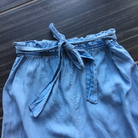 Angela Mara Lyocell denim blue paperbag tie up waist pants size xs - Picture 6 of 10